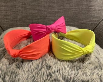 Neon Broad Cushioned Twist Knotted Hand Made Alice Band