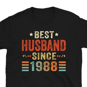 36th Wedding Anniversary Gift for Husband, Best Husband since 1988 Shirt, 36 Year Wedding Anniversary Tee for Him, Married for 36 Years Tee