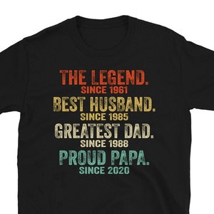 Personalized Dad Grandpa Shirt, Father's Day Shirt, Husband Father Grandpa Legend, Papa Custom Dates, Funny Dad Birthday Gift for Men