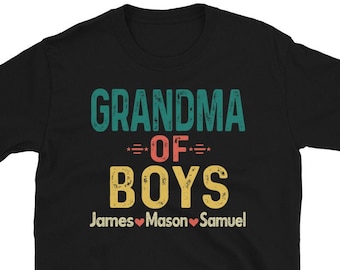 Personalized Grandma of Boys Shirt, Custom Mothers Day Gift, Grandma of Boys With Grandsons Names, Grandma Grandsons Gift