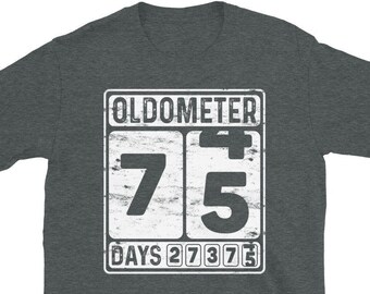 Oldometer 75 Tshirt, 75th Birthday Gift T-shirt, Born in 1951 Birthday Shirt, Funny 75th Turning 75 Years Bday Shirt