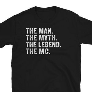 司会者シャツ、私たちの司会者になってください、結婚式の司会者プロポーズTシャツ、司会者ギフト、司会者へのギフト、男の神話伝説