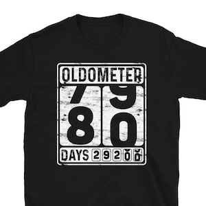 Retro 80th Birthday Oldometer 79-80 Vintage 80 Years Old T-Shirt