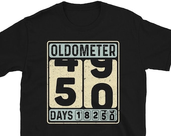 Maglietta Oldometer 50, maglietta regalo per il 50° compleanno, maglietta di compleanno nata nel 1976, maglietta divertente per il 50° compleanno che compie 50 anni