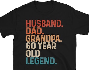 Presente vintage de 60º aniversário para marido, pai, avô, lenda de 60 anos, ideia de presente para o dia dos pais, camiseta de aniversário de 60 anos do avô