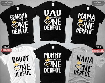 Camicia Mr Onederful, mamma di Mr Onederful, 1° compleanno ragazzo mamma e papà camicie, genitori di Mr Onederful, genitori Onderful