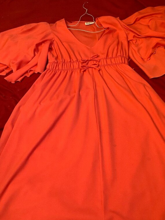 Beautiful Red 1970s Shorter Cute Dress Teena Paige