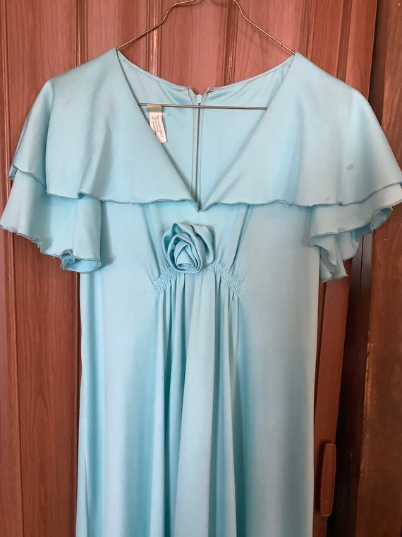 GORGEOUS 1970s VINTAGE Turquoise Dress Size 10 Wit