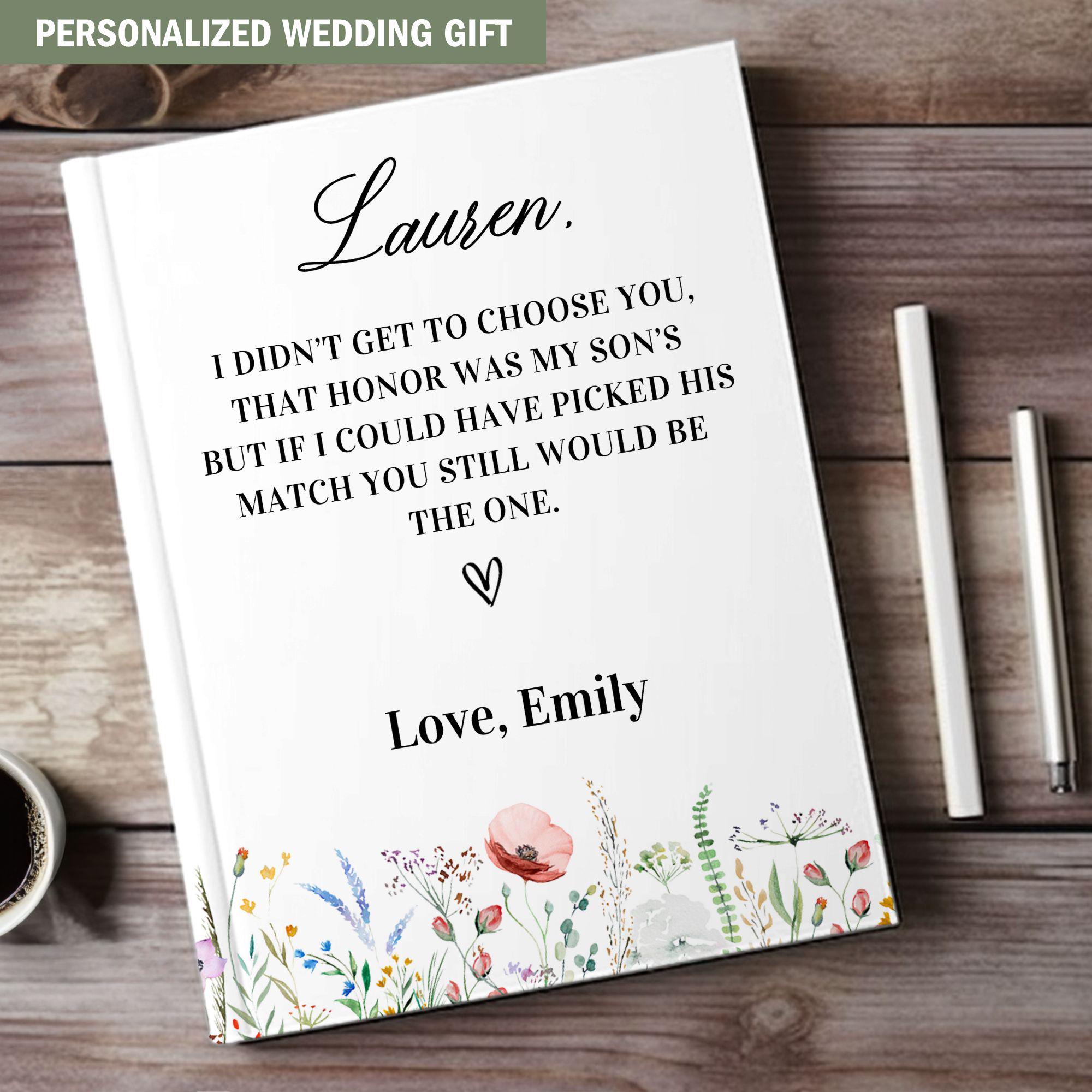 Daughter In Law Wedding Gift from Mother In Law- Personalized Notebook, Wedding Gift, Gift for Daughter In Law, Custom Journal bridal shower