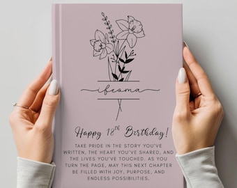 Personalized 18th Birthday Journal: Floral Birth Month Milestone Gift