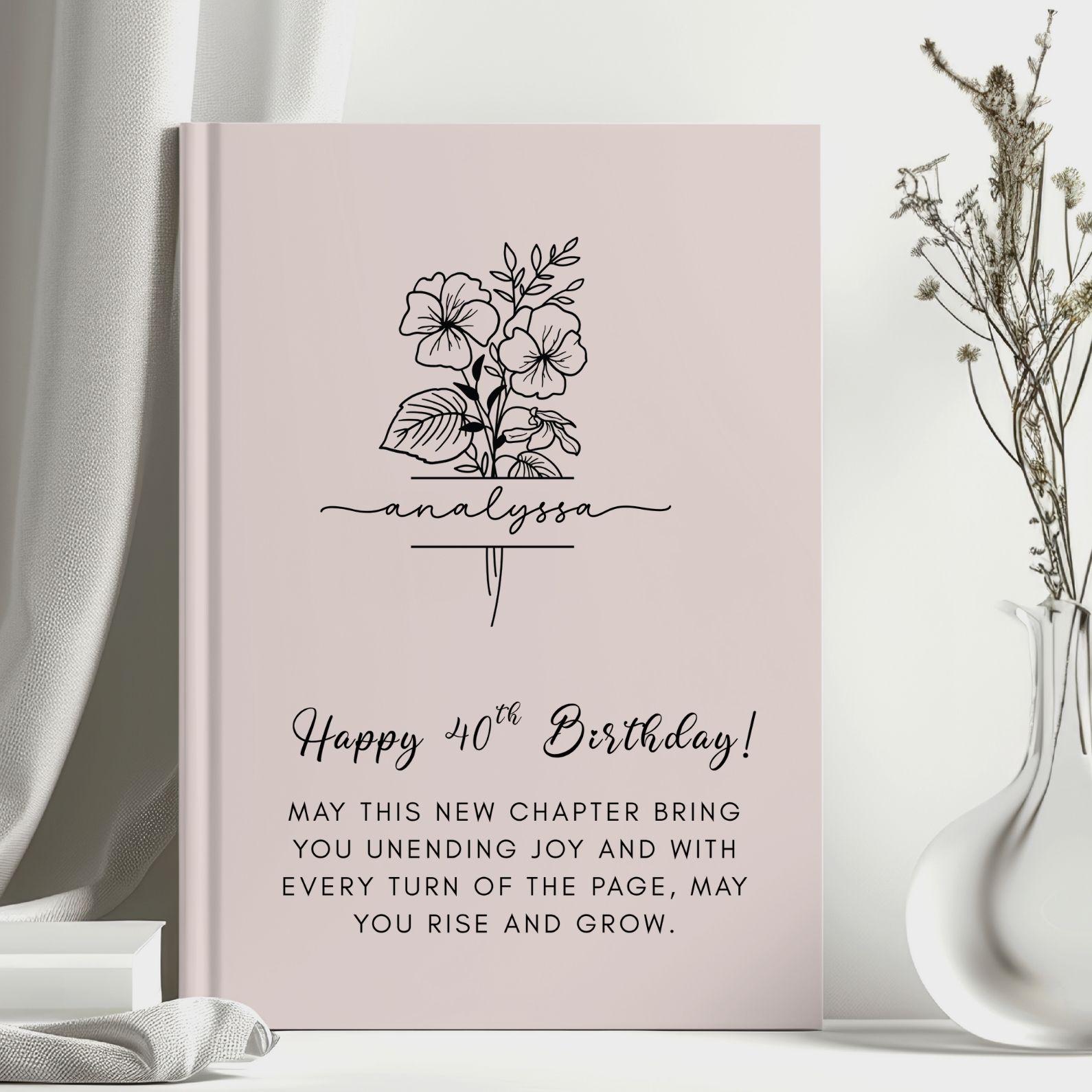 Personalized 40th Birthday Floral Journal: Chapter Forty Keepsake - Etsy