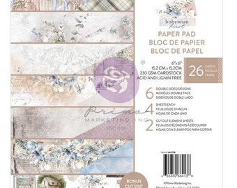6x6 Paper Pad - Bohemian Heart - Prima Marketing - Double Sided Paper - 26/Pkg