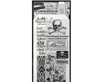 Tim Holtz - Undertaker - Mixed-Media Stamps & Stencil Set