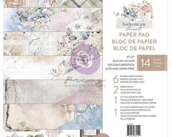 12x12 Paper Pad - Bohemian Heart - Prima Marketing - Double Sided Paper - 14/Pkg