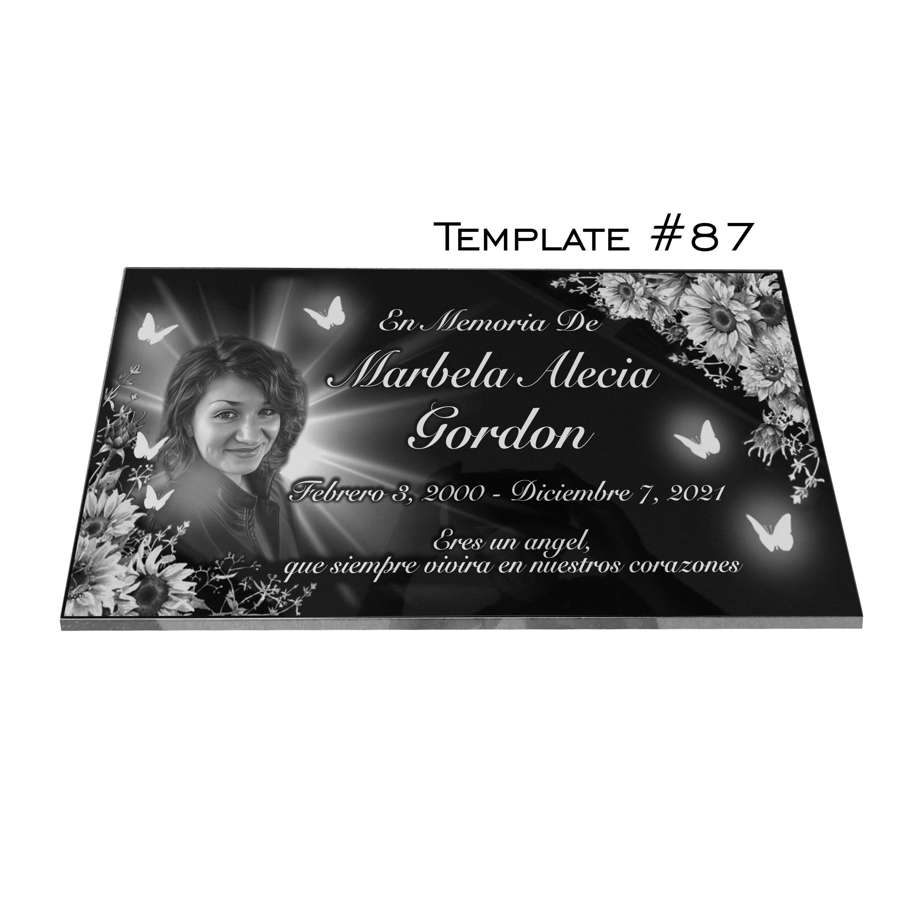 24"x12"x3/4" Personalized Memorial Black Granite Tombstone, Headstone with Custom Engraved Portrait and Text