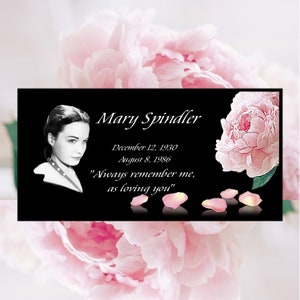 Pierre tombale 24 x 12 po, personnalisée et gravée en couleur sur une pierre tombale en granit noir