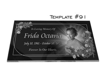Grave Marker 24&quot;x12&quot;x3/4&quot;, Personalized & Engraved on Black Granite Tombstone
