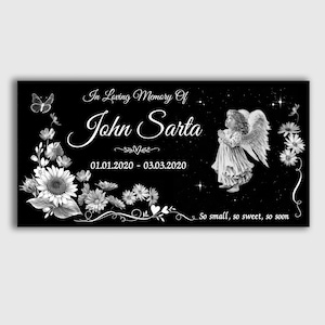 Infant Loss Grave Marker, Personalized & Engraved on Black Granite
