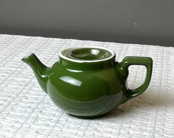 MCM Forest Green Boston Single Teapot with Lid by Hall Pottery, Collectible USA Ceramic Pottery, Vintage Retro Mid Century Modern