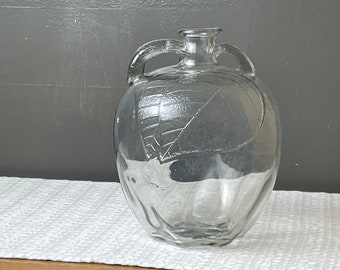 Vintage Apple Glass Jug for White House Apple Cider Vinegar, Depression Glass Era Bottle Farmhouse Cottage Core Decor, Autumn Apple Harvest