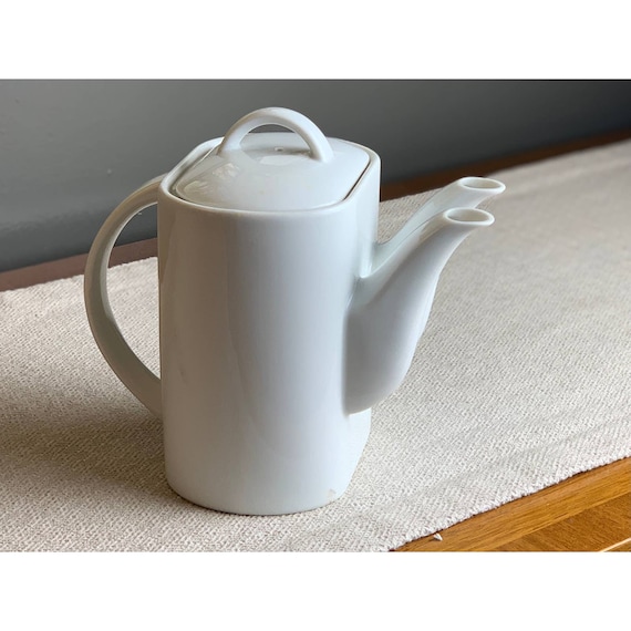 Vintage White Porcelain Double Spout Teapot Japan by Taste Etsy