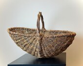 Antique French Woven Grapevine Harvest Basket | Monumental Vineyard Basket | Rustic Gathering Basket | Organic Modern Farmhouse Decor