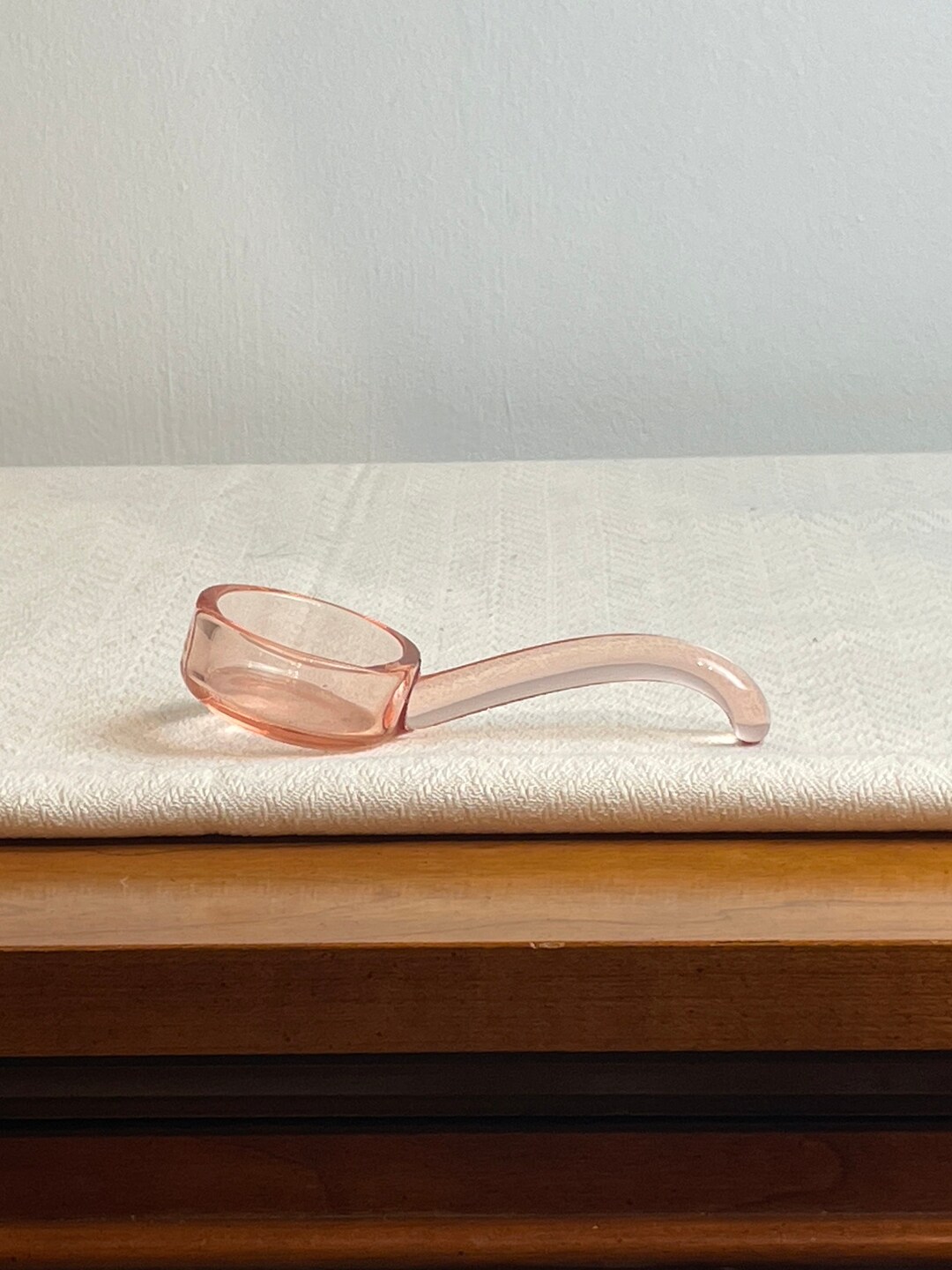 Depression Glass Pink Condiment Mayo Glass Ladle Spoon, Vintage Collectible Spoons, Air Plant