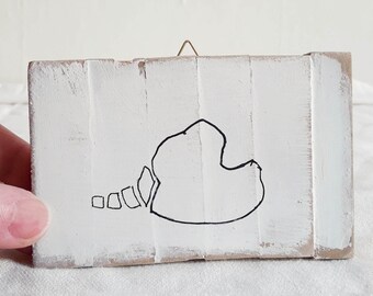 Minimalist pen drawing; handmade transfer printing on MDF; ready to hang;