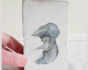 Handmade transfer print; Ink drawing with teeth on MDF; ready to hang