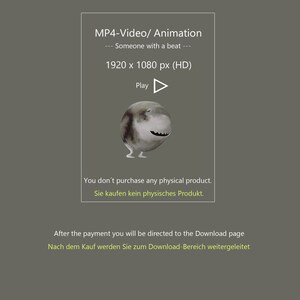 May include: A digital download of an animation video, featuring a cartoon character with a beat. The video is 1920 x 1080 pixels (HD).