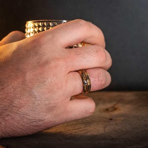 Meteorite Gold Leaf Flakes Guitar String Tungsten Carbide Wedding Band, Mens Ring, Promise Ring,Unique Engagement Ring, Gift for Him, 8mm image 3