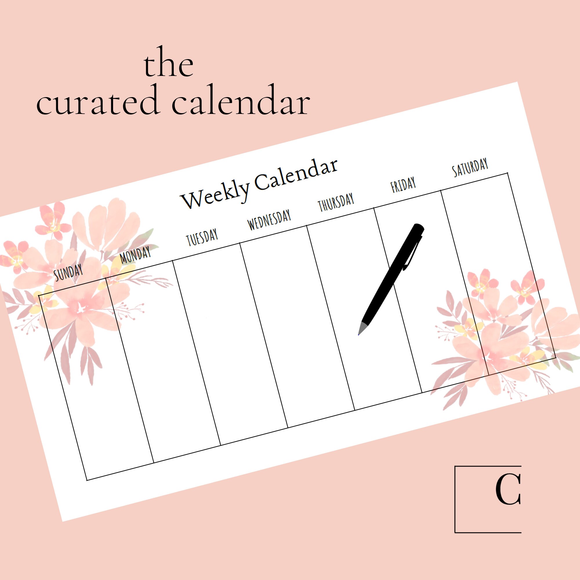 Simple Floral Weekly Calendar Blank Weekly Planner - Etsy