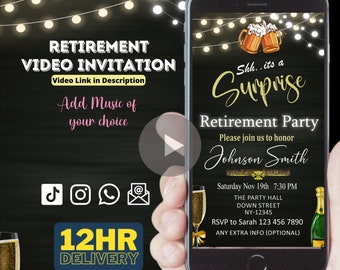 Surprise Retirement Party invitation, It's a Surprise Retirement Invitation, Retirement Party Video Invitation, Beer Retirement Party Evites
