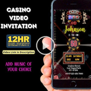 Casino Birthday Invitation, Casino Invitation, Casino Theme, Casino Birthday Party Invitation, Casino Night Invitation, Digital Poker Party image 1