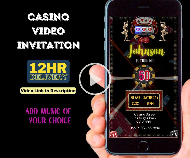 Casino Birthday Invitation, Casino Invitation, Casino Theme, Casino Birthday Party Invitation, Casino Night Invitation, Digital Poker Party image 1