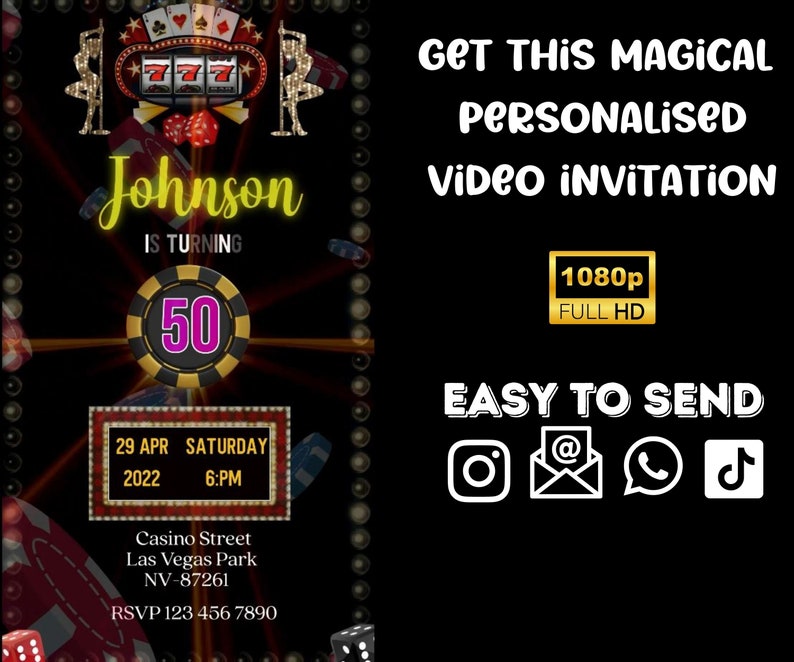 Casino Birthday Invitation, Casino Invitation, Casino Theme, Casino Birthday Party Invitation, Casino Night Invitation, Digital Poker Party image 4