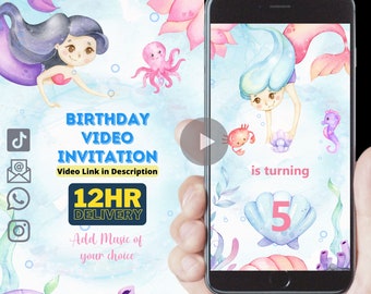 Mermaid Birthday Video Invitation, Little Tail Party Invite, Under The Sea Invitation, Girl Birthday Evite, Animated Mermaid Invite