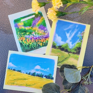 Conjunto de impressão/cartão postal de paisagem caprichosa