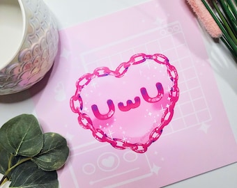 Kawaii UwU Heart Print