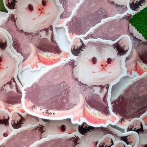 Mignon autocollant en vinyle Opossum