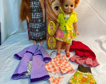 Vintage 1970’s Ideal Crissy Cricket Growing Hair Dolls w/ Box Case Clothes