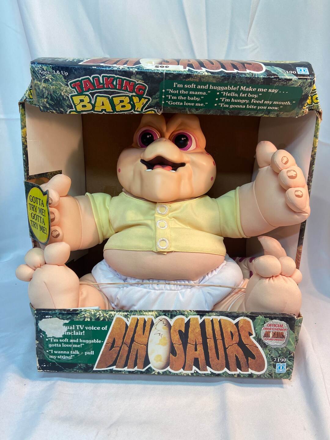 Vintage Hasbro Dinosaurs Baby Sinclair Talking Plush Doll W/ Etsy