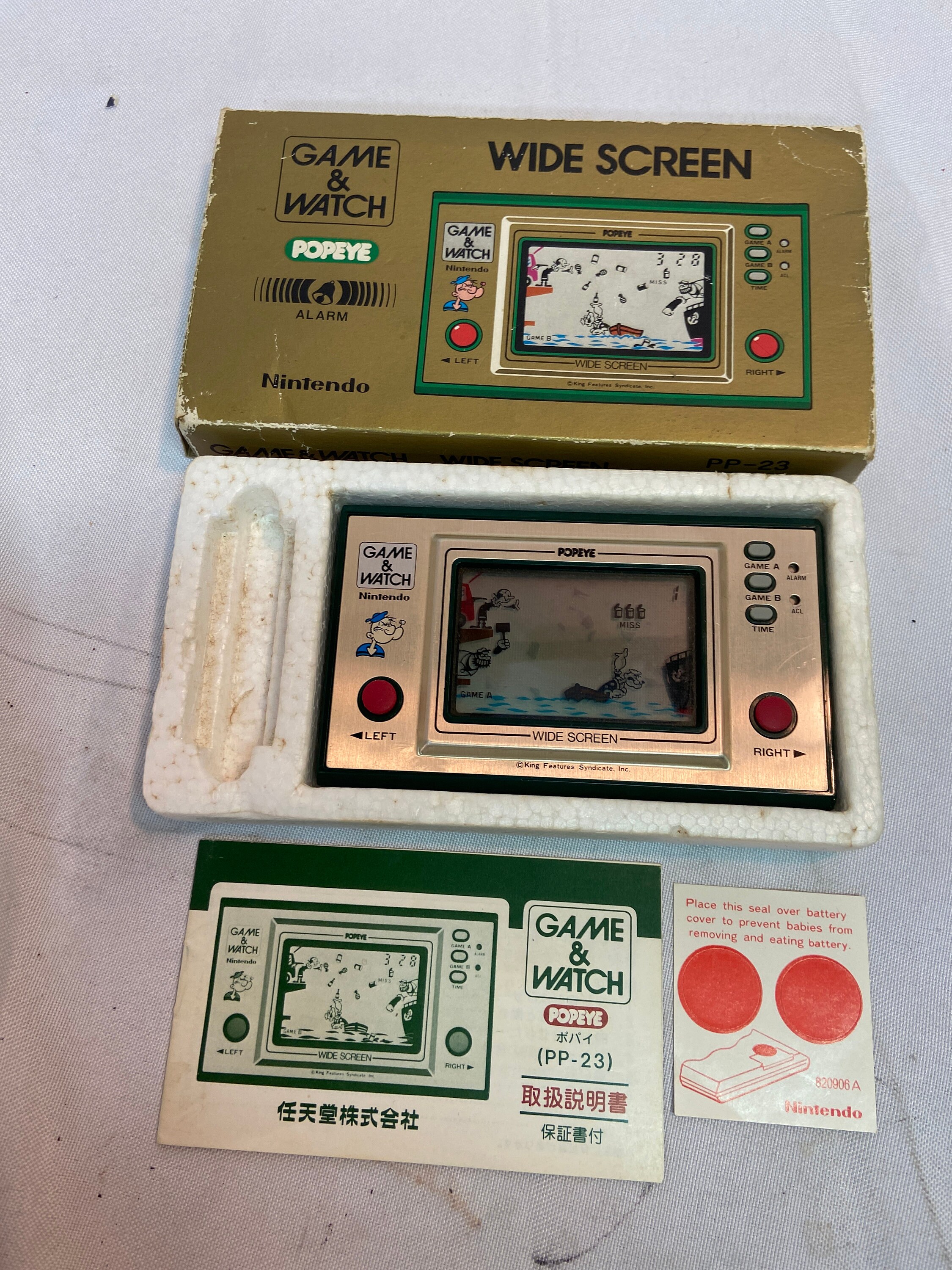 Vintage 1981 Nintendo Game & Watch Widescreen Popeye Handheld Game 