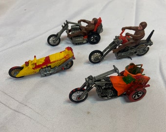 Vintage Lot 4 1970’s Mattel Hot Wheels RRRumblers Motorcycles