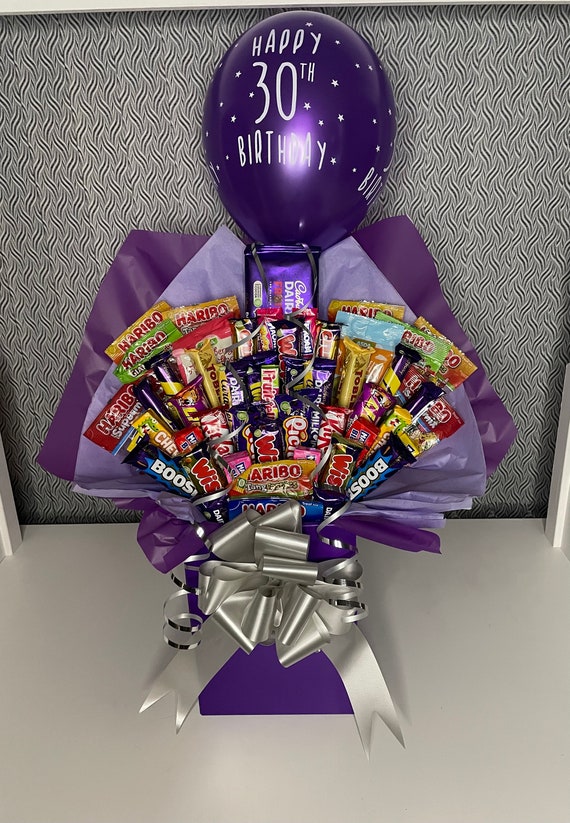 Chocolate Bouquet Deluxe Size chocolate gift 30th Birthday Gift  Sweet Bouquet Purple Gifts/Free UK Postage