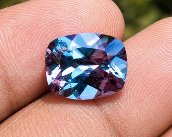 Alexandrite Loose Gemstone: Long Cushion Cut, Color Changing June Birthstone