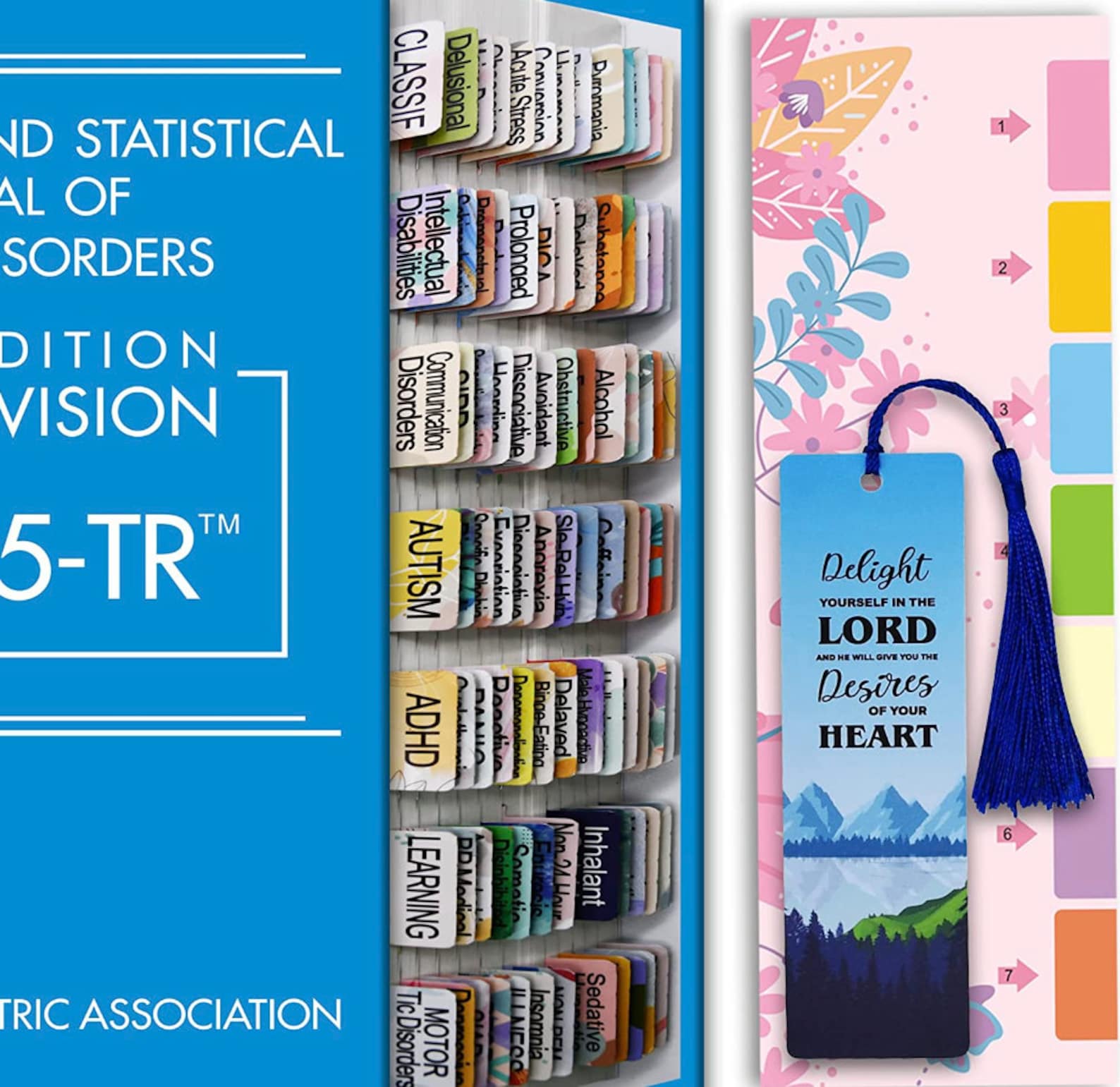 DSM5TR Tabs and DSM5 Index Tabs, Colorcoded and Laminated Tabs With