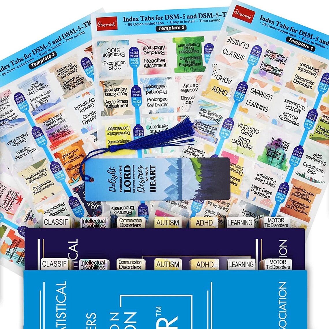 DSM5TR Tabs and DSM5 Index Tabs, Colorcoded and Laminated Tabs With