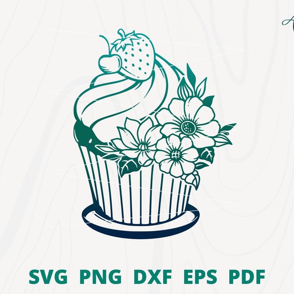 Cupcake svg, Cake svg, Bakery svg, Cupcake with flower svg, Muffin svg, Dessert svg, Cupcake cut file, Cupcake clip art, Cake logo