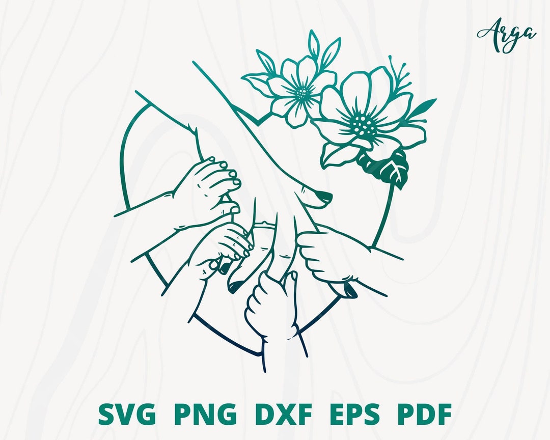Mother With 4 Child's Hands Svg, Holding Hand Svg, Mom and Baby Svg ...